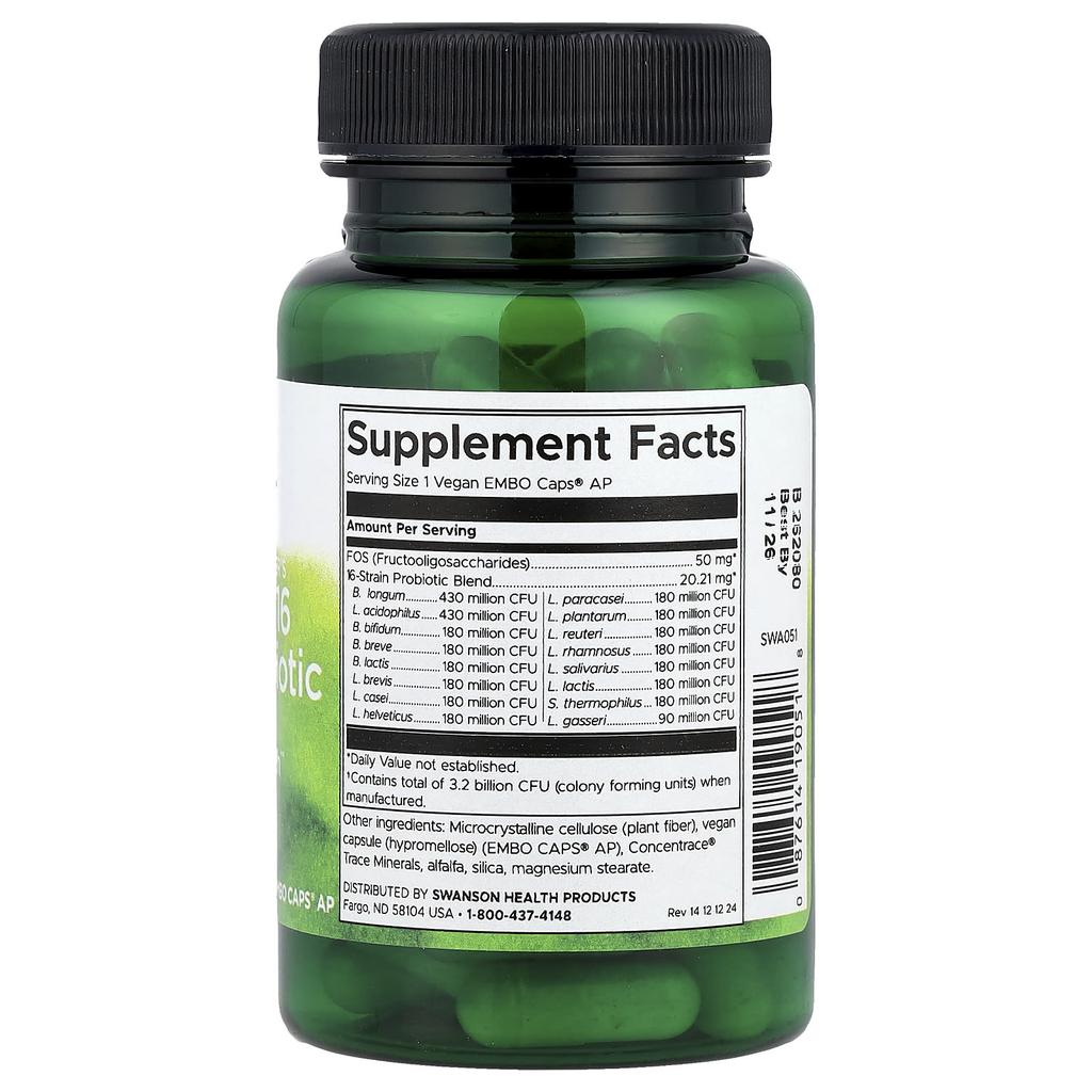 Erin Stokes Stephen Langer Ultimate 16 Probiotics with Fos, Vegan Embo Caps® Ap 60 Tablets