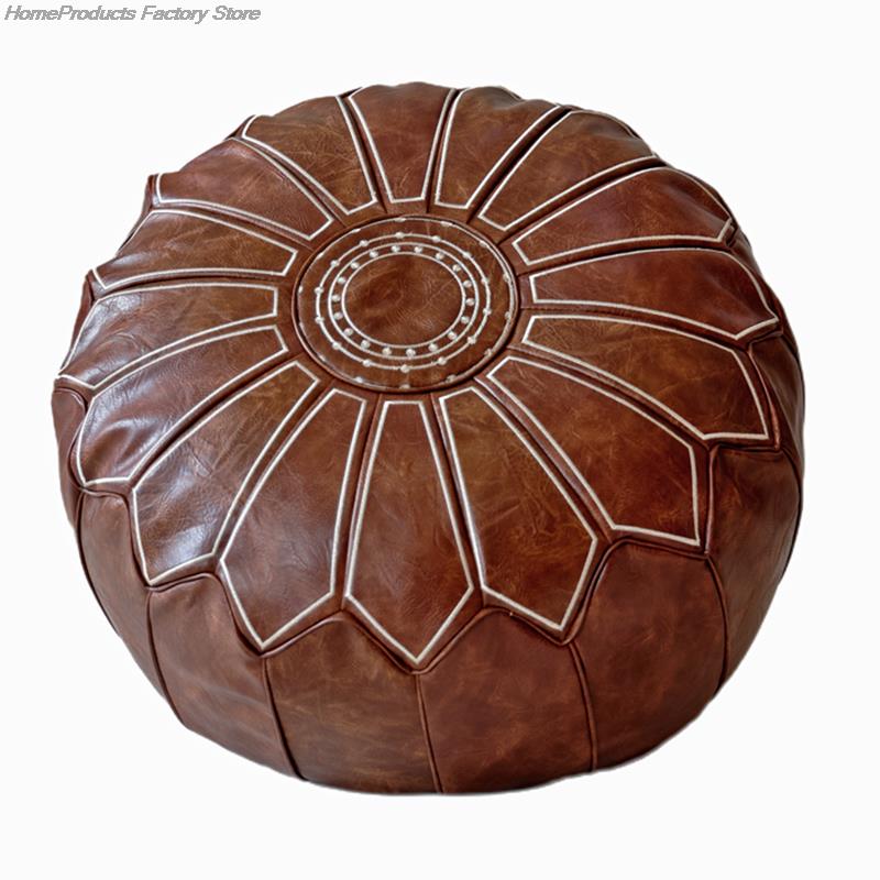 

Чехол для подушки из искусственной кожи в марокканском стиле 58 см, без наполнителя, пуф для ног, вышитый, для медитации, футон, татами, пуф без наполнителя