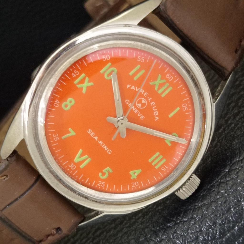 

FAVRE LEUBA SEA KING HAND-WINDING 111 SWISS MENS VINTAGE ORANGE WATCH a703705-1 R213e-a703705