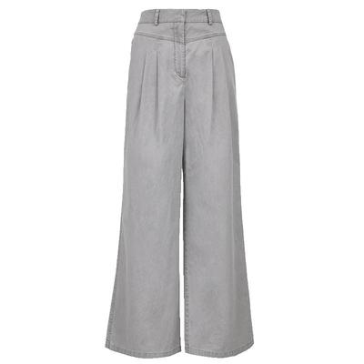 Women's Mid-Waist Pleated Straight-Leg Casual Pants