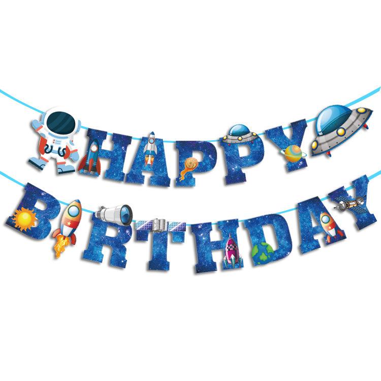 Astronaut Astronaut Theme Party Decoration Spiral Pendant Birthday Flag Pendant Cake Plug-In Customization