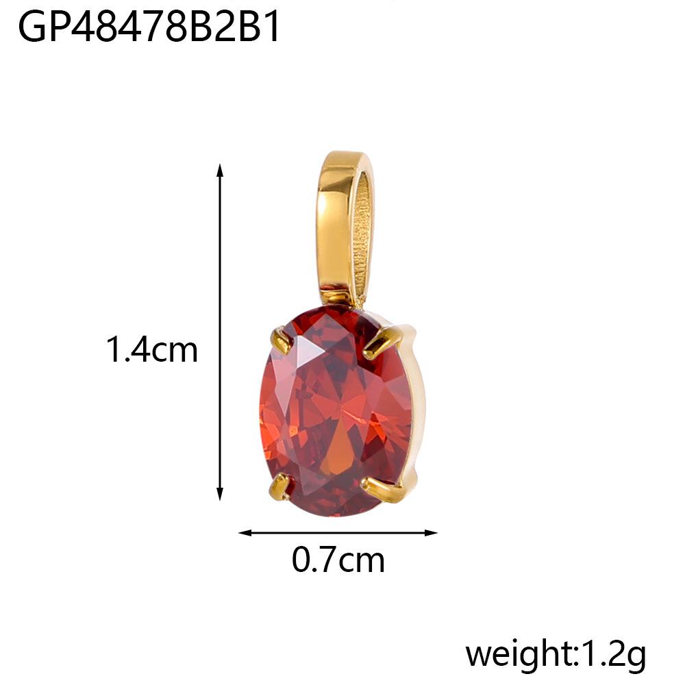CARLIDANA Good Quality Long Lasting Color Retention Stainless Steel Gold-Plated Colorful Inlaid Transparent Zircon Pendant Charm