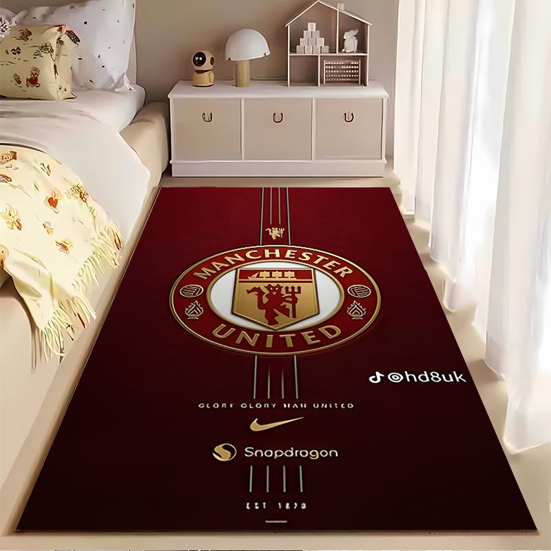 Sports Area Rug, Manchester United Gold Crest Red Glory Snapdragon Poster, Fan Cave Decor, Non-Slip Mat