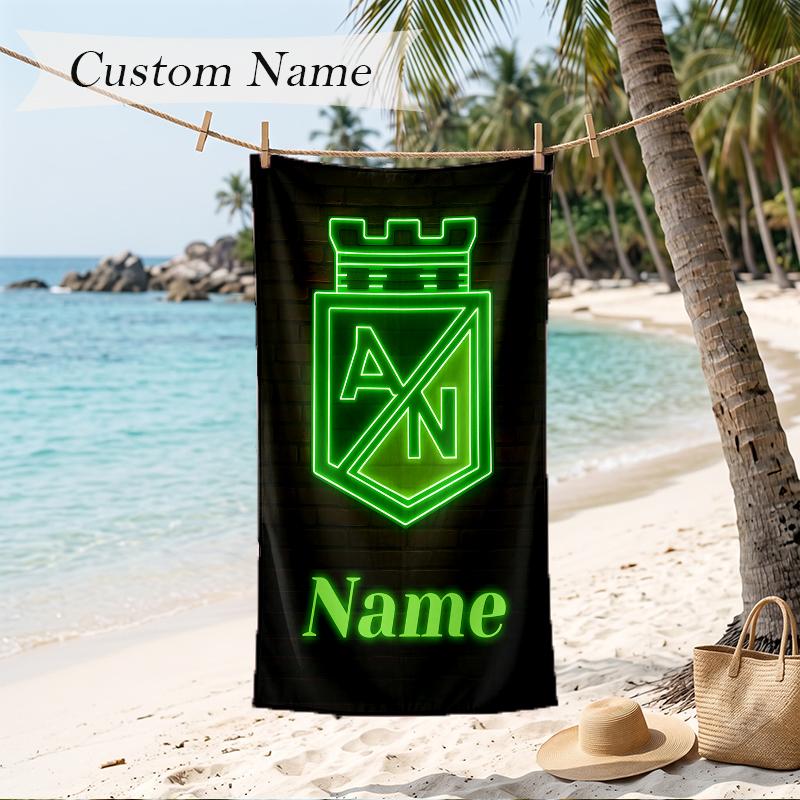 Atletico Nacional Custom Name Printed Beach Towel Personalized Soft Towel For Swimming Beach Travel