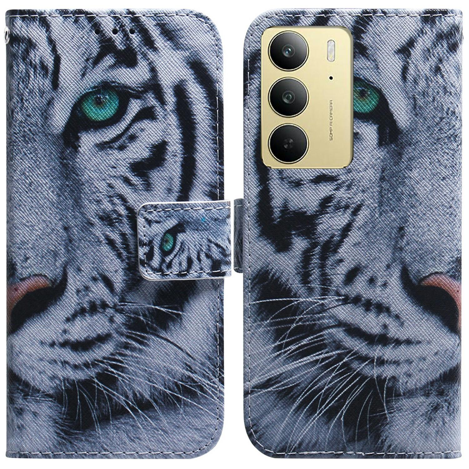 

For Realme C75 Wallet Case Pattern Print Leather Phone Cover Tiger