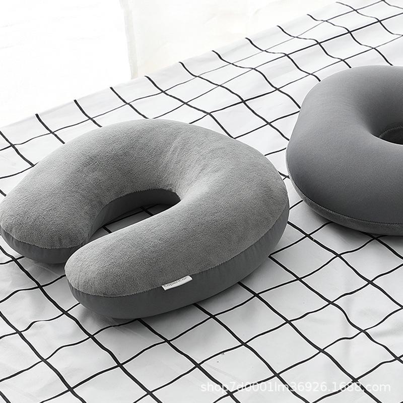 U-Shaped Solid Color Foam Travel Neck Pillow with Logo Printing Option for Airplane and Office Nap Support