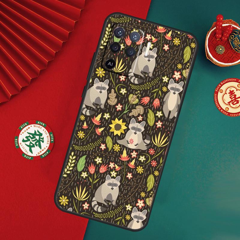 Cartoon Raccoon Kawaii Case For Oppo A6 A5 Pro A15 A18 A38 A58 A78 A98 A54 A74 A94 A17 A57 A80 A60 A40 A16 A76 A96