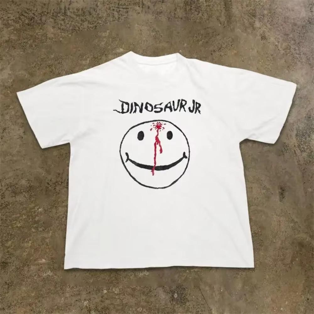 Vintage Smiling Face T Shirt For Men 2023 Summer Cotton Tees Harajuku Short Sleeve Streetwear Tops Women Oversized T-Shirt 8XL