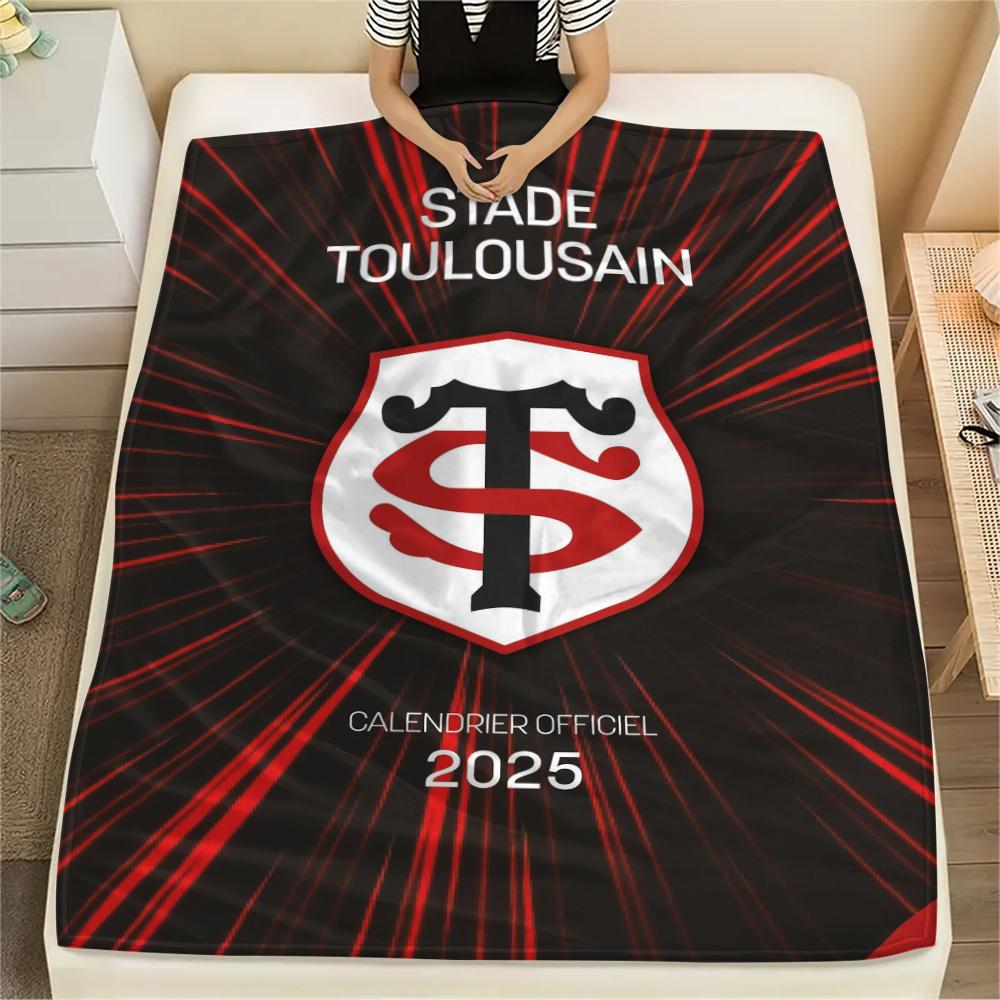 1 Stück Stade Toulousain Aufdruck Flanelldecke, Hohe Qualität, Bequem für alle Jahreszeiten, Heimdekoration, Wärme und Komfort, Perfekt für Weihnachtsgeschenke178