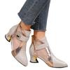 Mode Stiefel Mode Hohle Kurze Stiefel Atmungsaktive Mesh Stiefel Hohle Vielseitige Coole Stiefel Damen Mittelhoch Absatz Einzelne Schuhe Spitz Hoher Absatz