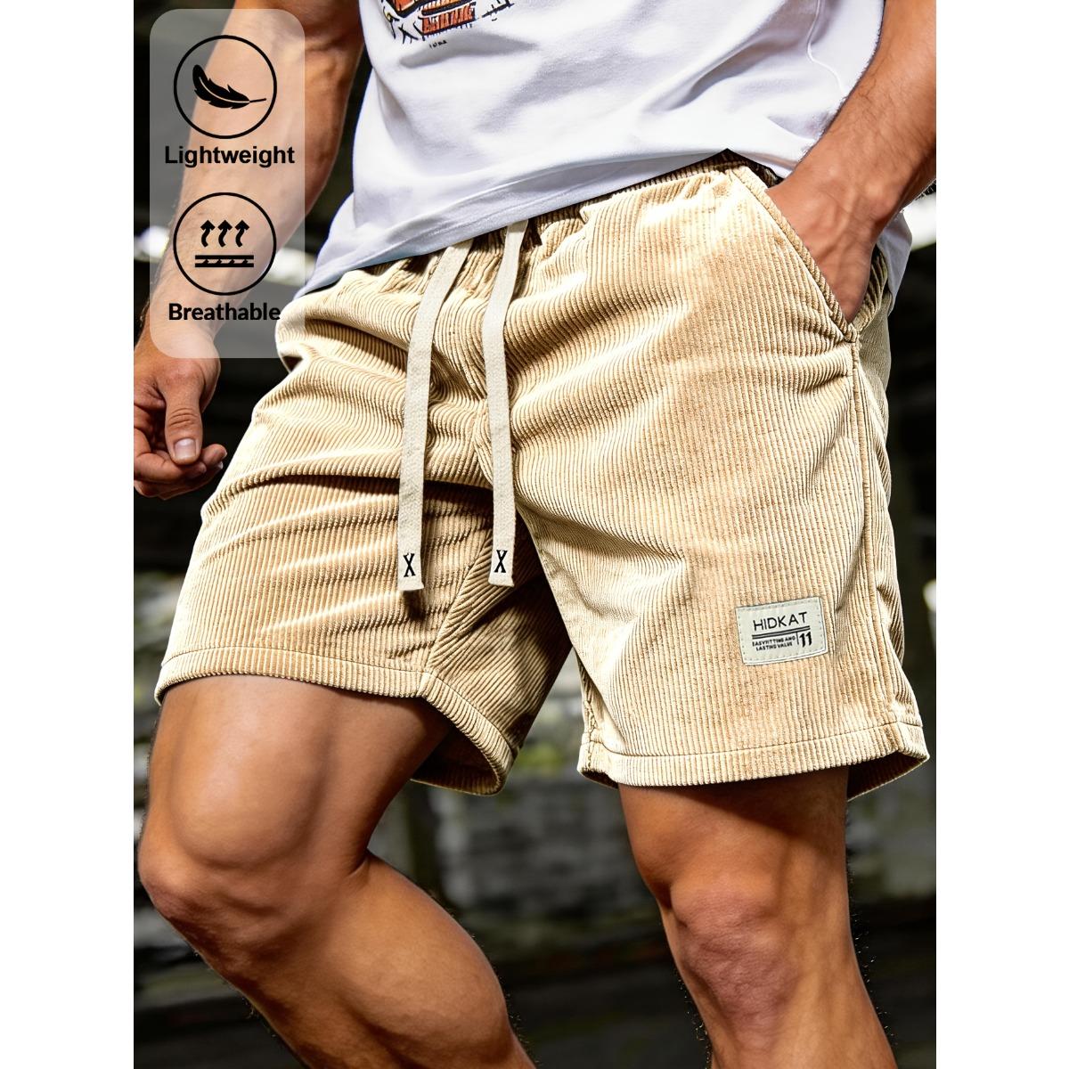 

[Caramel Selection] Men s sports and casual shorts, cropped shorts, summer corduroy elastic waist, comfortable and breathable, beach outdoor hiking, S хаки