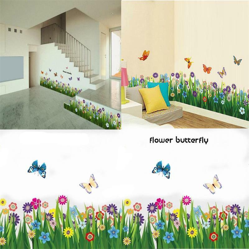 Buy Wall Sticker Wall Sticker 1* Removable Butterfly Flower Grass Wall