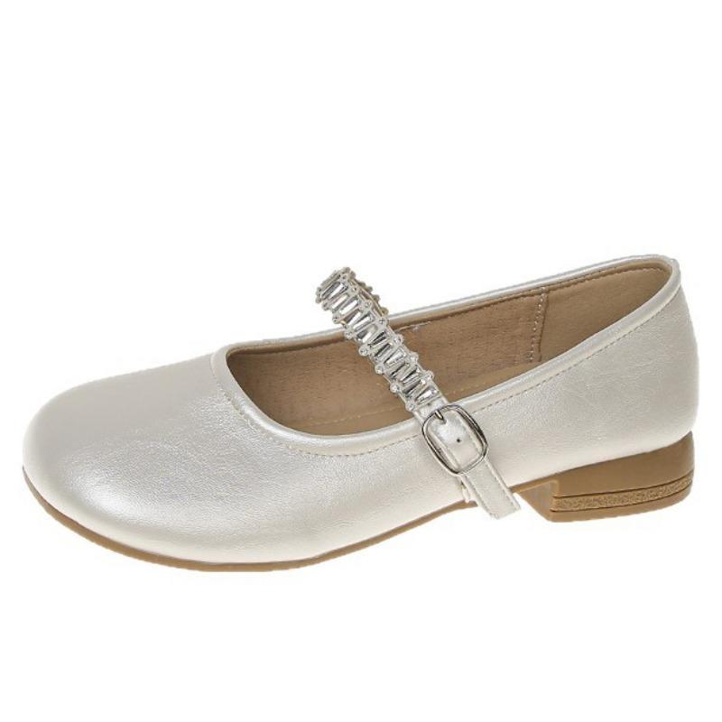 Rhinestone silver Mary Jane shoes women's autumn and summer new models with skirts, evening small leather shoes, flat shoes