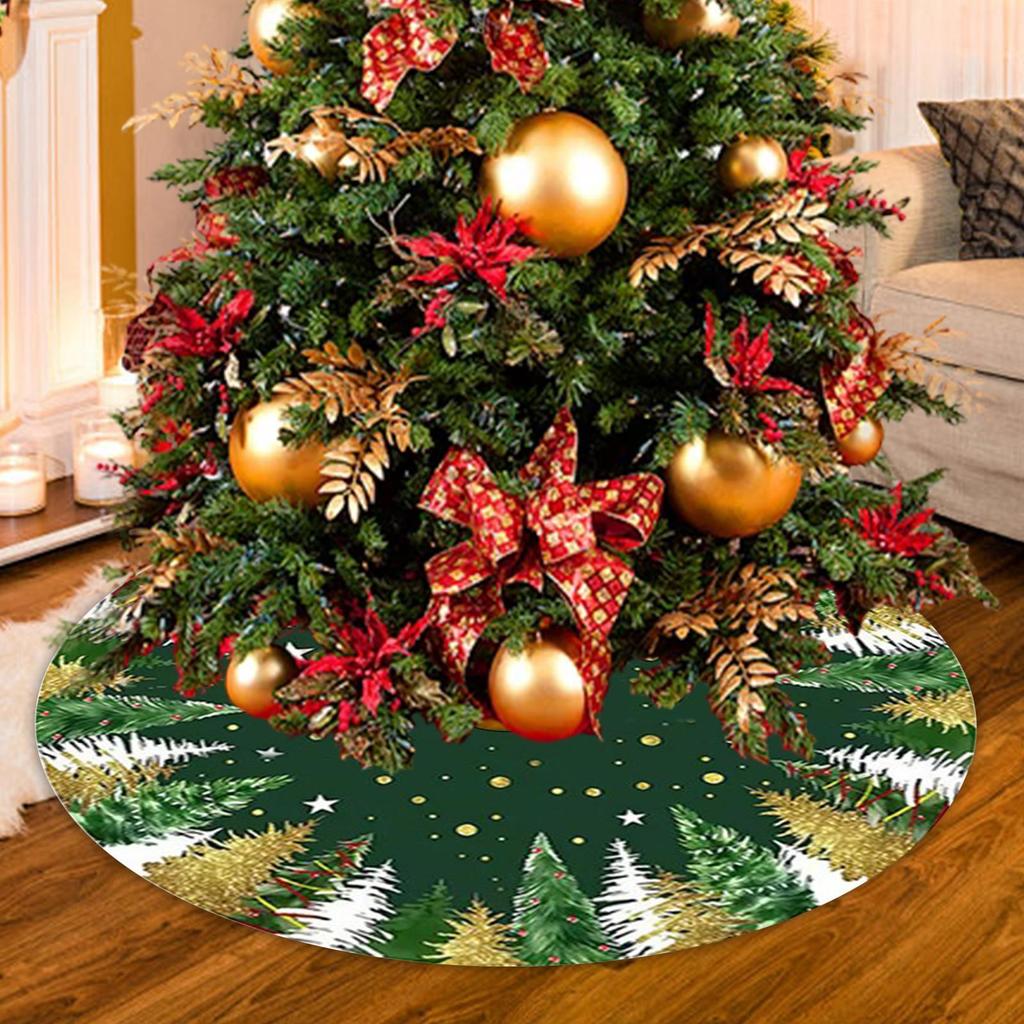 Christmas Tree Base Collar Plush Christmas Tree Base Cover Double-Sided Printing Aesthetic Home Decoration For Apartment