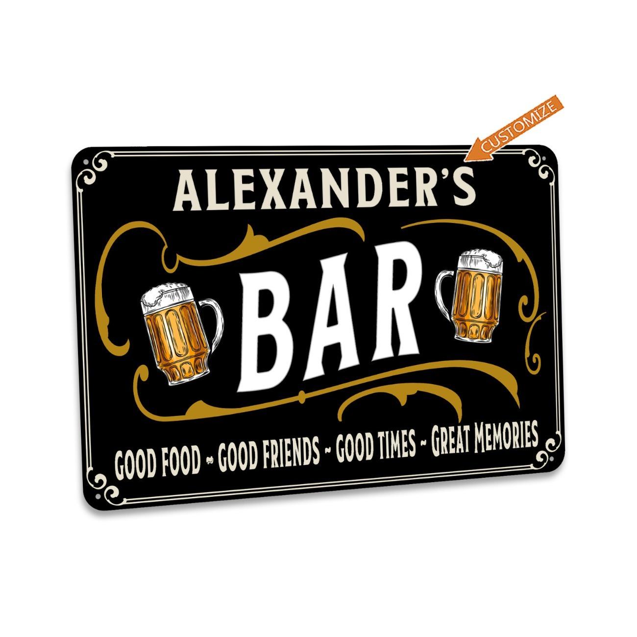 Custom Bar Sign Home Bar Decor Metal Tin Sign Wall Art Dustproof Waterproof белый