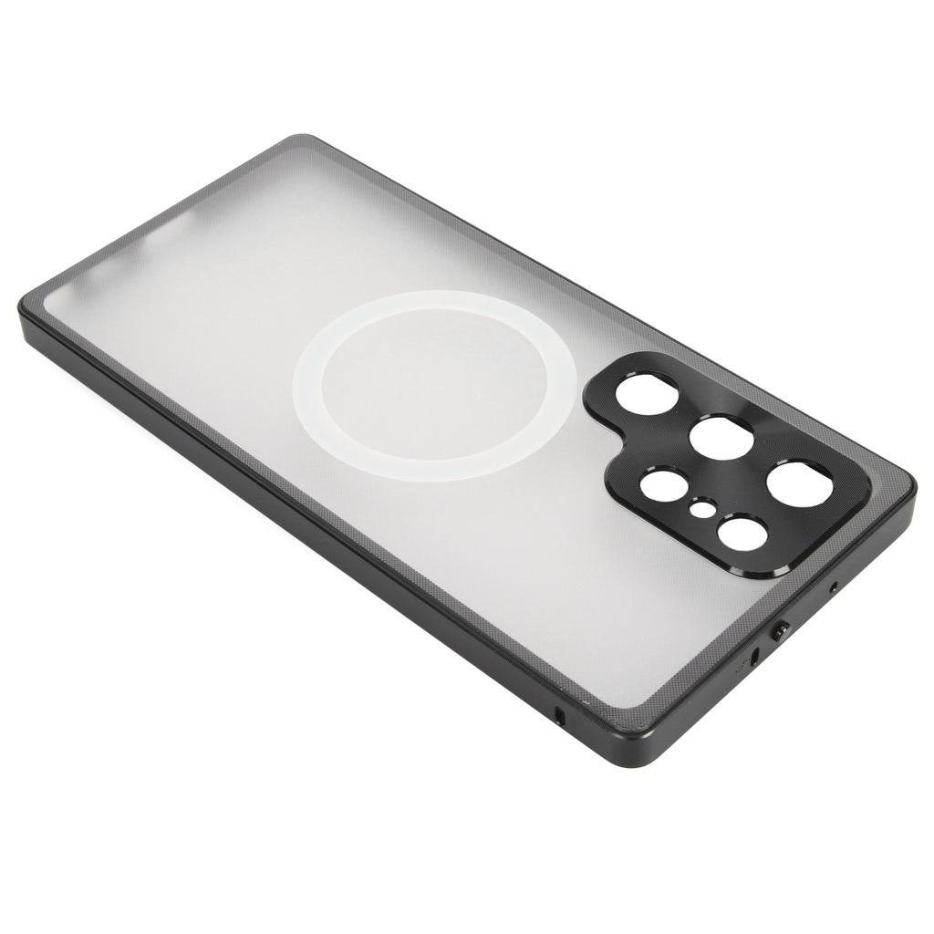 Magnetic Case for S23 Ultra Metal Clear Acrylic Shockproof Full Protection Phone Cover with Elastic