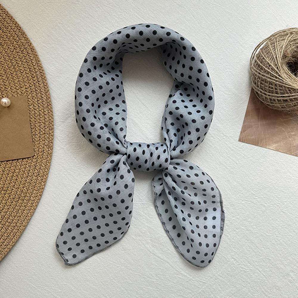 Japanese Casual Literary Square Scarf: Women's Small Polka Dot Design Travel Decor Accessory Thin Scarf/Headscarf Stylish Necktie