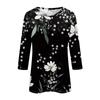 Women's Fashion Casual Three-quarter Sleeve Floral Print Round Neck Top