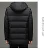 2025 Men's Trendy Hooded White Duck Down Jacket: Warm, High-Quality, and Business Casual Long Winter Coat