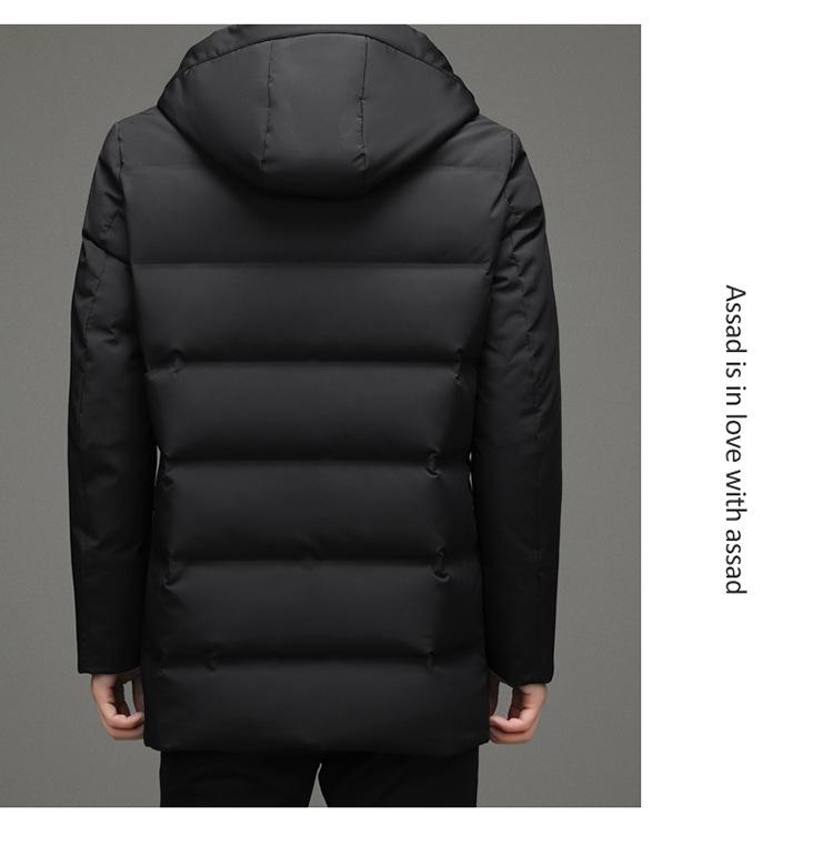 2025 Men's Trendy Hooded White Duck Down Jacket: Warm, High-Quality, and Business Casual Long Winter Coat