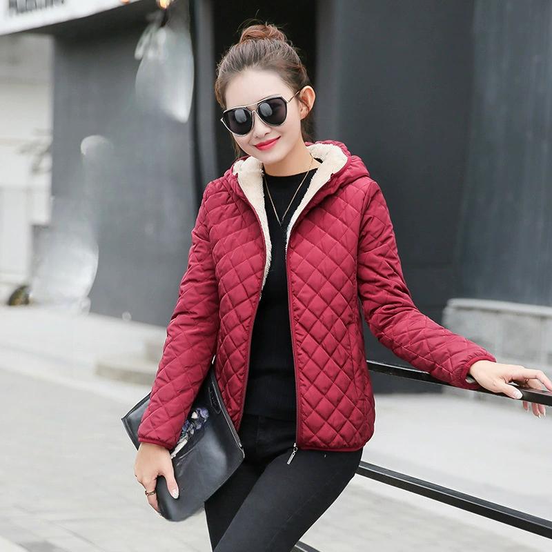 Cotton-padded Jacket Women's Short Lightweight Small Padded Jacket Casual Plus Velvet Thick Cotton-padded Jacket Women's Lamb Wool Jacket