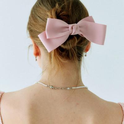 Pearlymore Ribbed Ribbon Hairpin (pink)