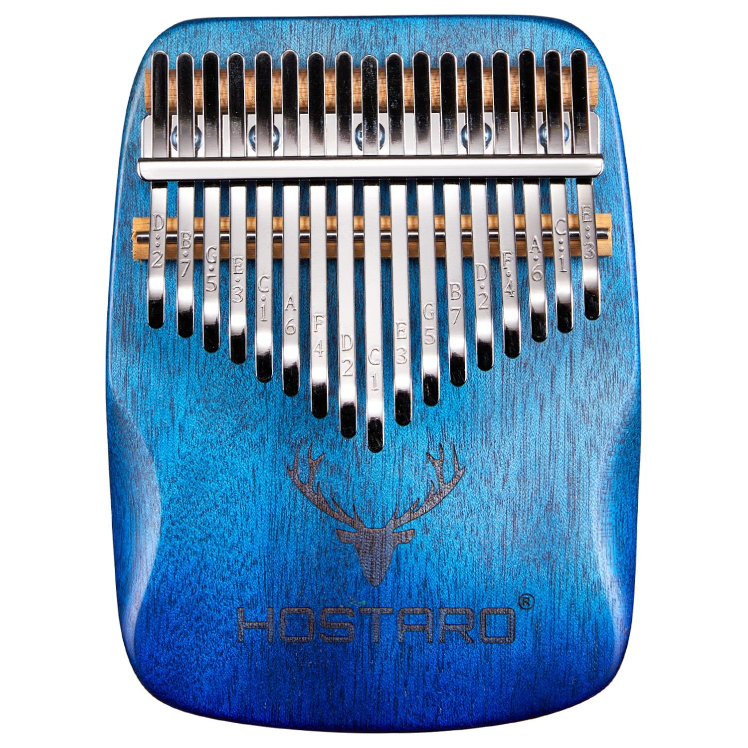 

Hostaro Kalimba Thumb Piano, 17-Key Solid State Instrument, Popular for Beginners, Includes Protective Case, Japanese Manual (Gradient Blue)