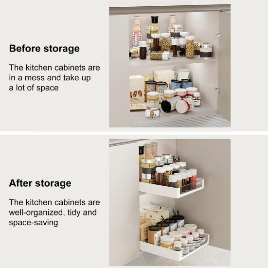 Storage Box Pull-out Cabinet Organizer Strong Load-bearing Easy To Install Kitchen Heavy Duty Slide-out Drawer Storage Tray