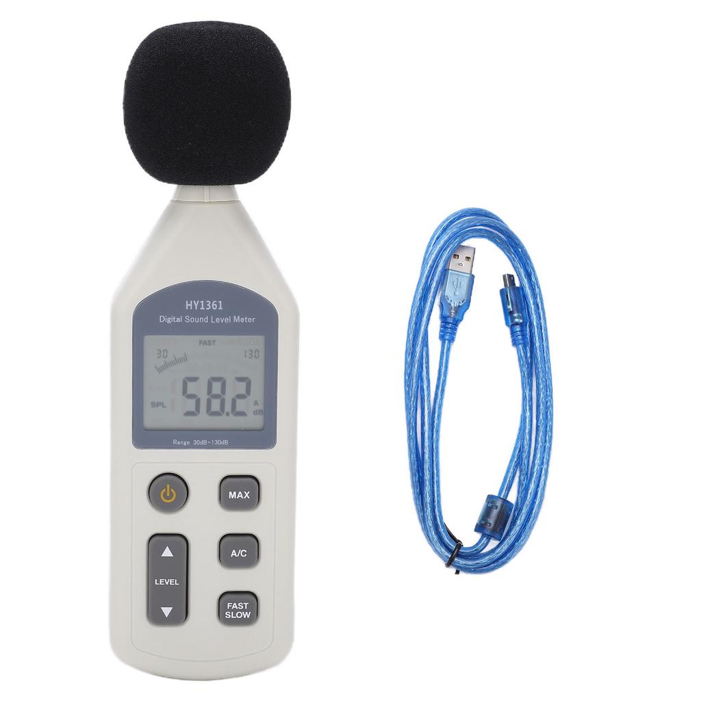 HY‑1361 Digital Sound Level Meter Handheld LCD Screen USB Decibel Monitor Noise Recorder 30‑130dBA 35‑130dBC
