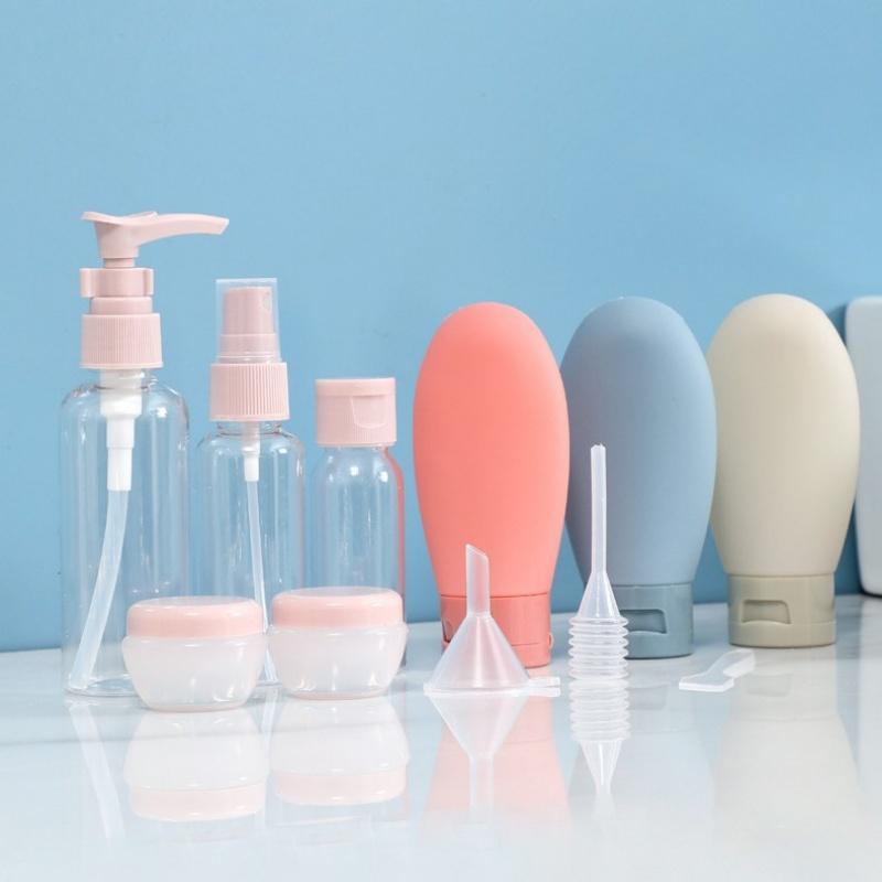 11Pcs Travel Toiletries Containers Set, Conditioner, Lotion – Refillable Mini Skincare Bottles for Airplane & Carry-On