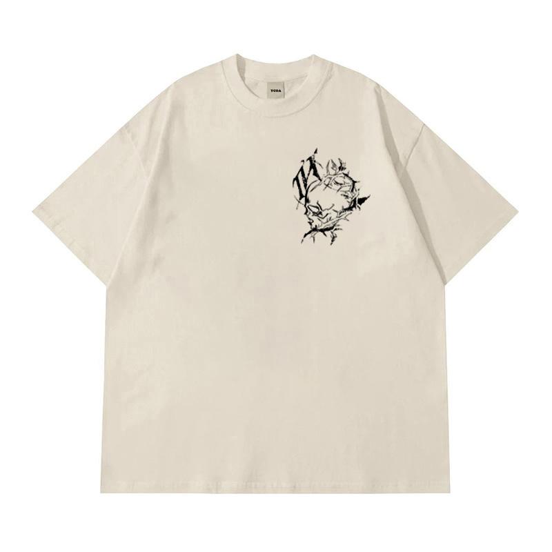 Mens TShirts THORNS Graphic Streetwear Cotton Tops Tees Short Sleeve Tee Oversized Vintage Hip Hop Korean Fashion Y2k Clothing