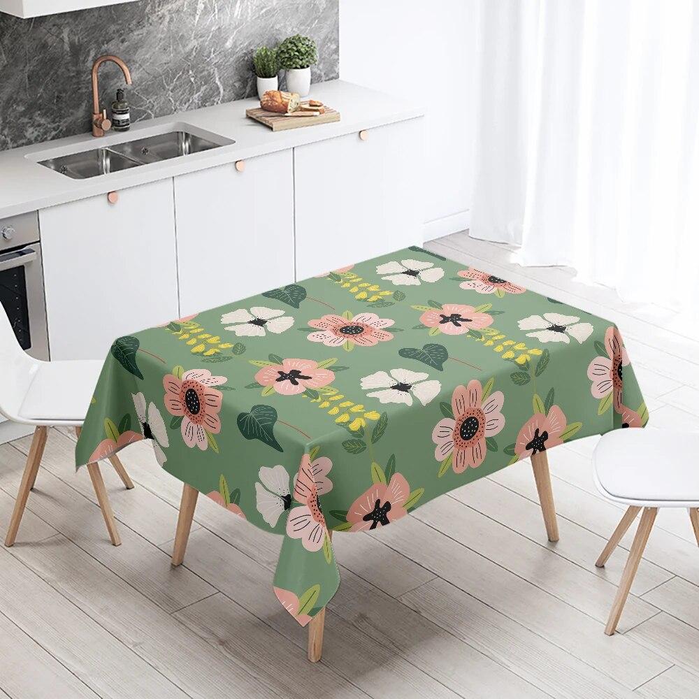 Plant Floral Rectangular Tablecloth Waterproof and Oil Resistant Wedding Party Decoration Restaurant Table Kitchen