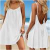 Vestito Sexy da Donna Senza Schiena Colore Unito Vestibilità Larga Senza Maniche Corto Regolabile con Spalline Vestito Estivo da Spiaggia per Donne