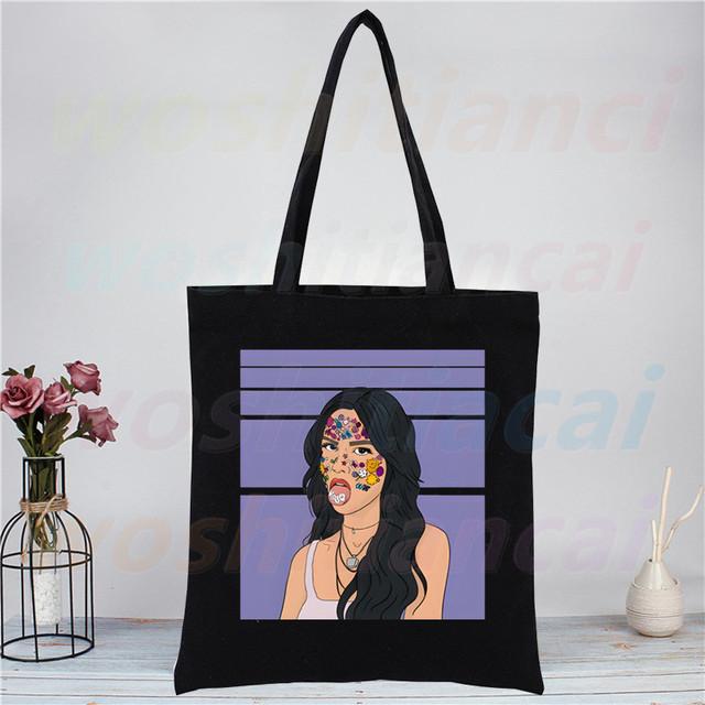 Olivia Rodrigo Canvas Tote Black Bags Harajuku Casual Donna Ragazza Tote Eco Shopper Singer Sour Shoulder Bags