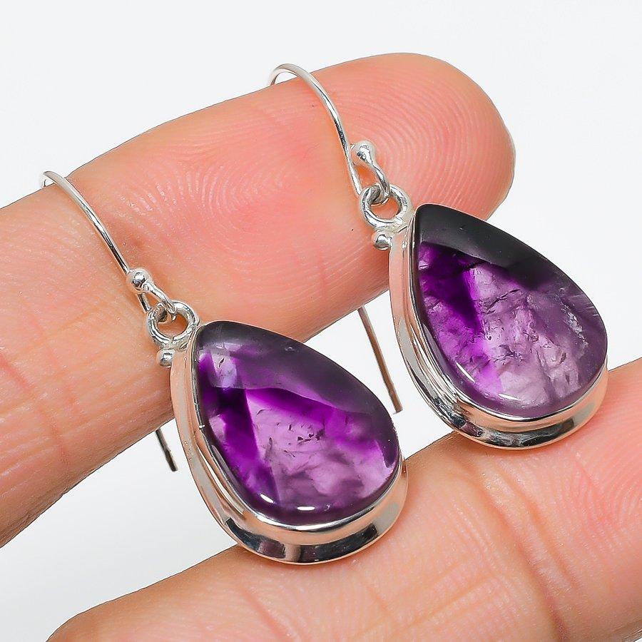 

Серьги из стерлингового серебра 925 пробы с натуральным бразильским аметистом, 1,50 дюйма, m8S11