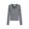 Korean European Style Women's Autumn/Winter Velvet Knit Round Neck Long Sleeve Base Layer, Unique 2025 Design.