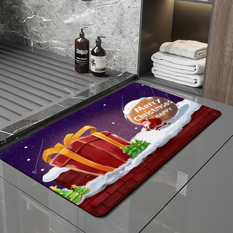 SANFAN Customizable Christmas Multipurpose Floor Mat Doorway Bath Mat Kitchen Mat