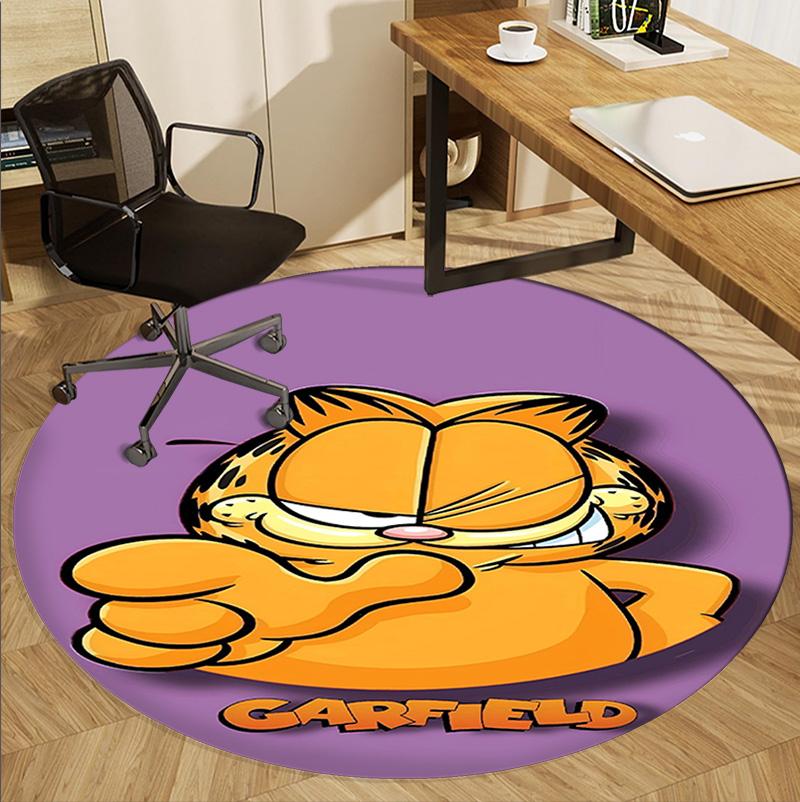 Garfield Pattern Round Rug, Indoor/Outdoor Mat, for Picnic, Gameroom, Bedroom, Office, Living Room, Home Decor Carpet, Birthday Gift