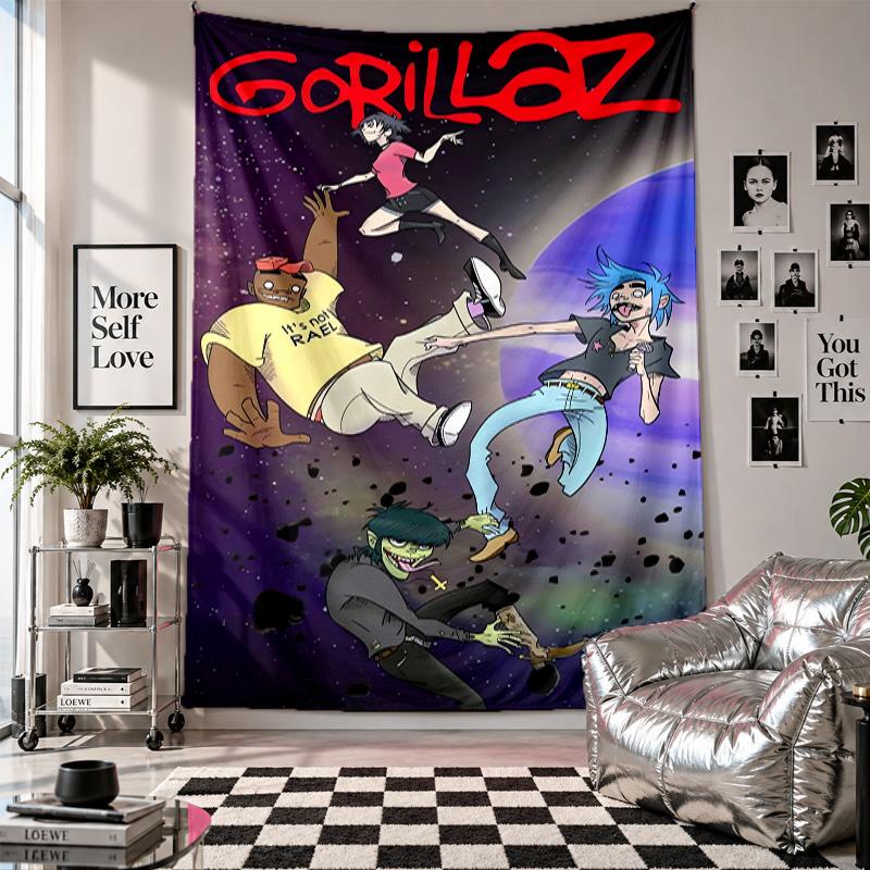 Wall TapestryGorillaz Art Hanging Cloth Decorative Background Cover for Room Decoration