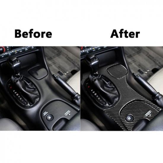 3PCS For Corvette C5 98-04 Carbon Fiber Gear Shift Interior Cover Trim