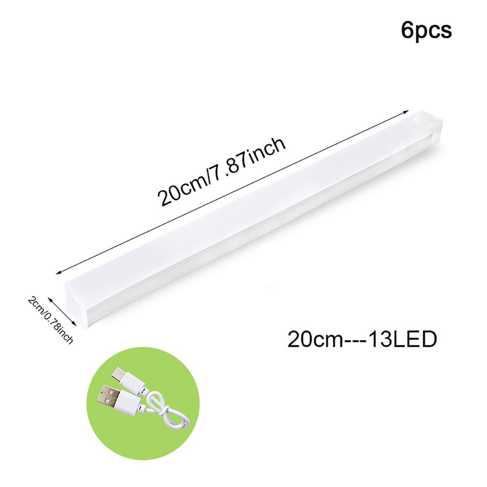 6pcs/Pack Motion Sensor Night Light ,Wireless Type C Rechargeable Lamp for Kitchen Cabinet Bedroom Wardrobe Staircase Light
