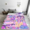 K-Pop Demon Hunters Flannel Blanket Super Soft Cozy Throw Anime Character Design Perfect For Living Room Decor