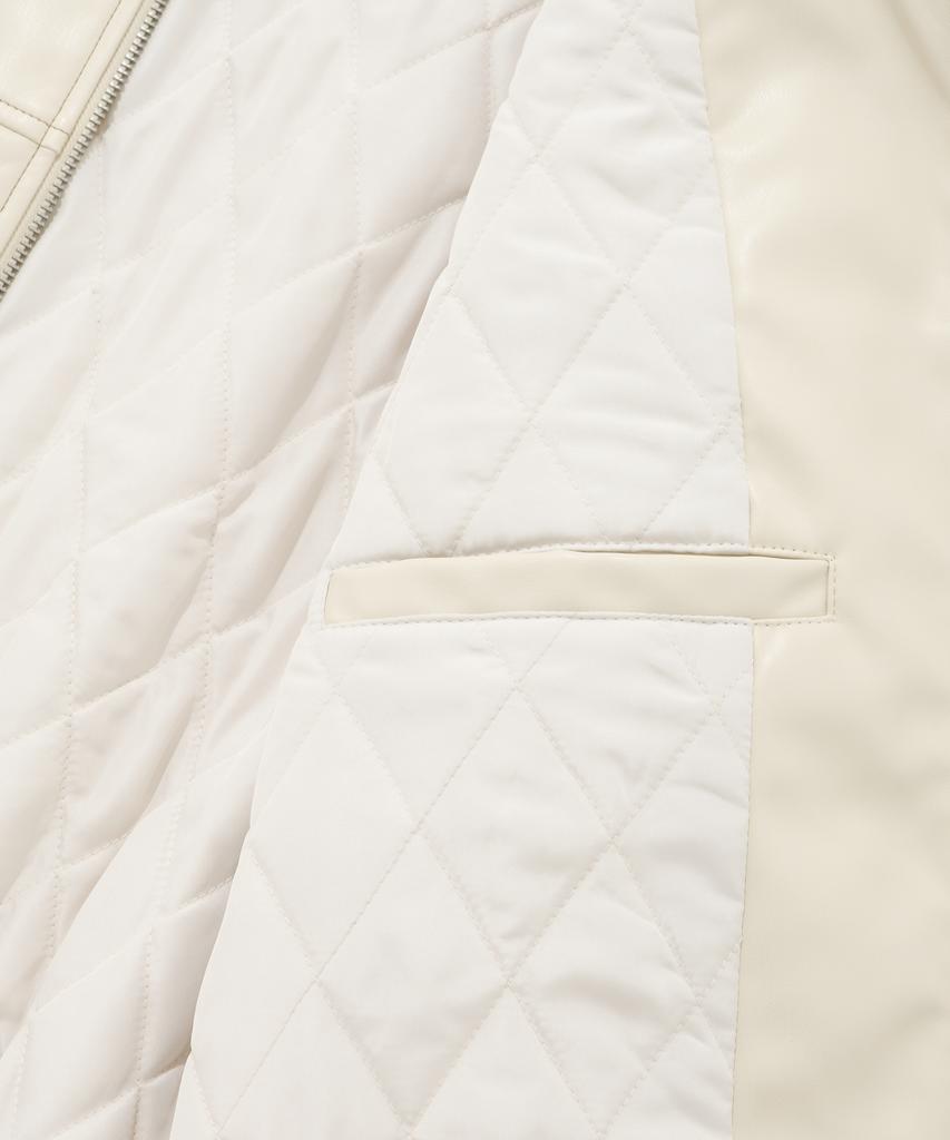 Fallett Topstitch Vegan Leather Padded Blouson Ivory