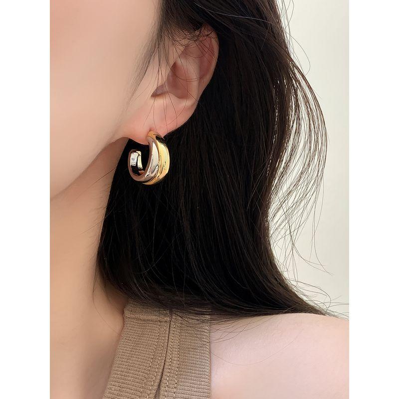 Cool Style S925 Metal Crisscross Contrast Color Hipster Silver Needle Default