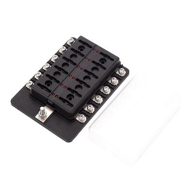 12 Way Blade Fuse Box Holder Fuse Blocks with Red LED Indicator 10Pcs Fuses 10Pcs Terminals for Car Boat Marine Caravan