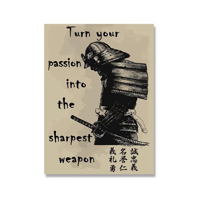 Poster Su Tela Bushido Giapponese – Quadro Samurai In Bianco E Nero, 60x90 Cm, Decorazione Parete Senza Cornice - 2