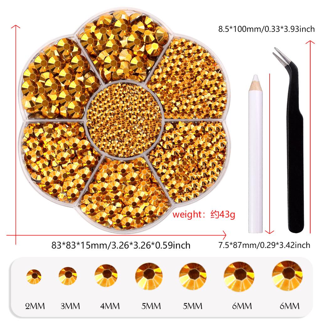 7 Grid Plum Blossom Boxed Resin Flat Bottom Nail Art Jewelry Jelly Diamond Violent Bear Ab Rhinestone Diy Clothing Diamond Sticker