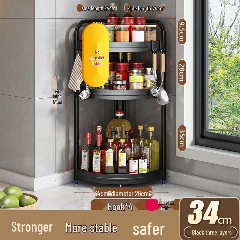 Corner Kitchen Rack: Multi-functional Triangle Knife Holder & Seasoning Jar Storage Organizer.