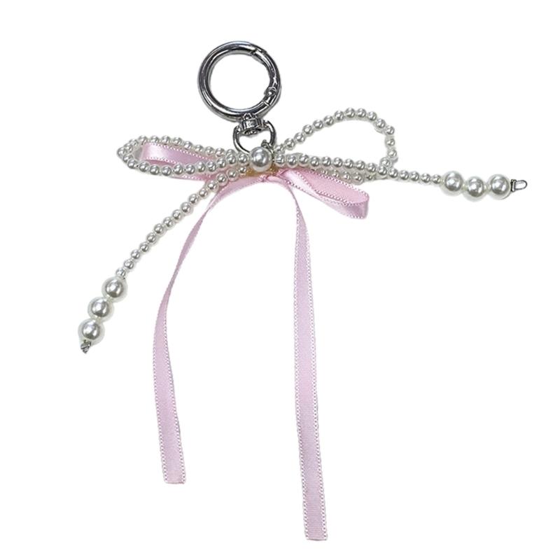 Милый Ключница-Подвеска с Жемчужной Лентой Бантом Женская Подвеска для Рюкзака Сумки Прелестное Подвесное Украшение Подвеска для Сумки Телефона