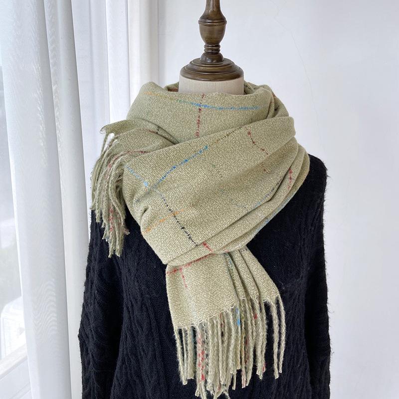 Plaid Scarf Women's Autumn and Winter New Fringed Shawl Fashion Imitation Cashmere Warm Scarf